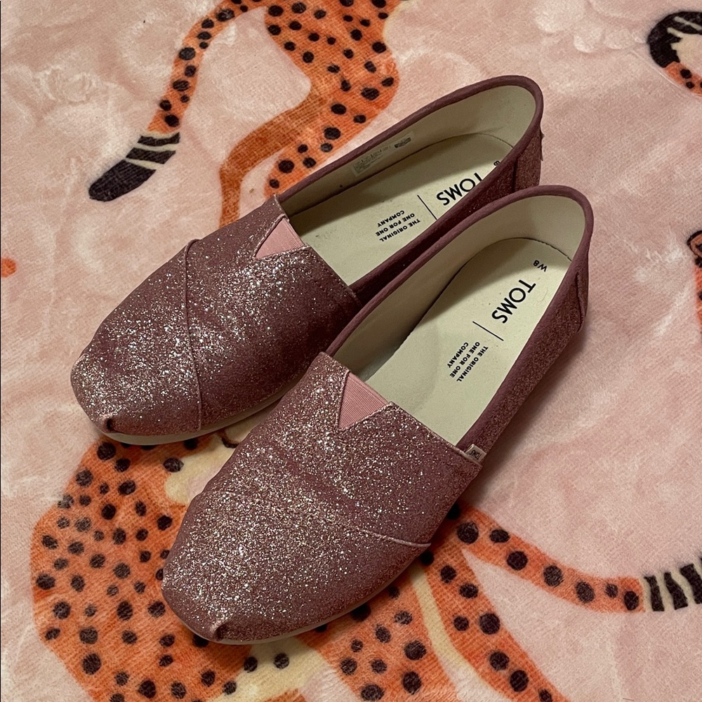 TOMS Women's Sparkling Slip-On Flats - Pink